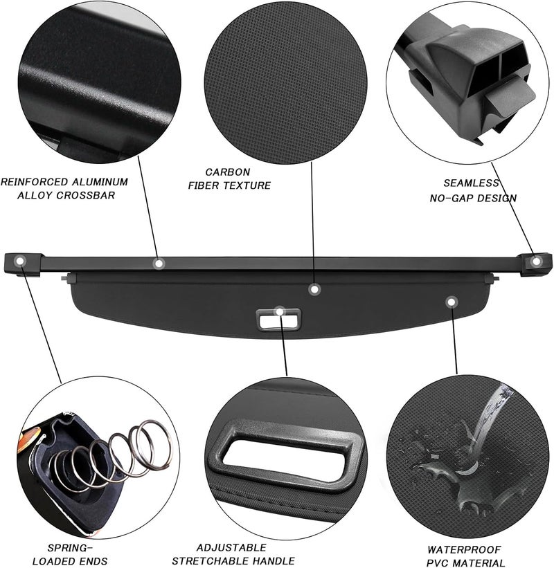 Sze Cargo Cover for 2022 2023 2024 2025 2026 Jeep Grand Cherokee (2 Row; WL) 4XE Retractable Trunk Cover Black Rear Trunk Security Cover Shielding Shade Waterproof-New Upgrade - Image 2